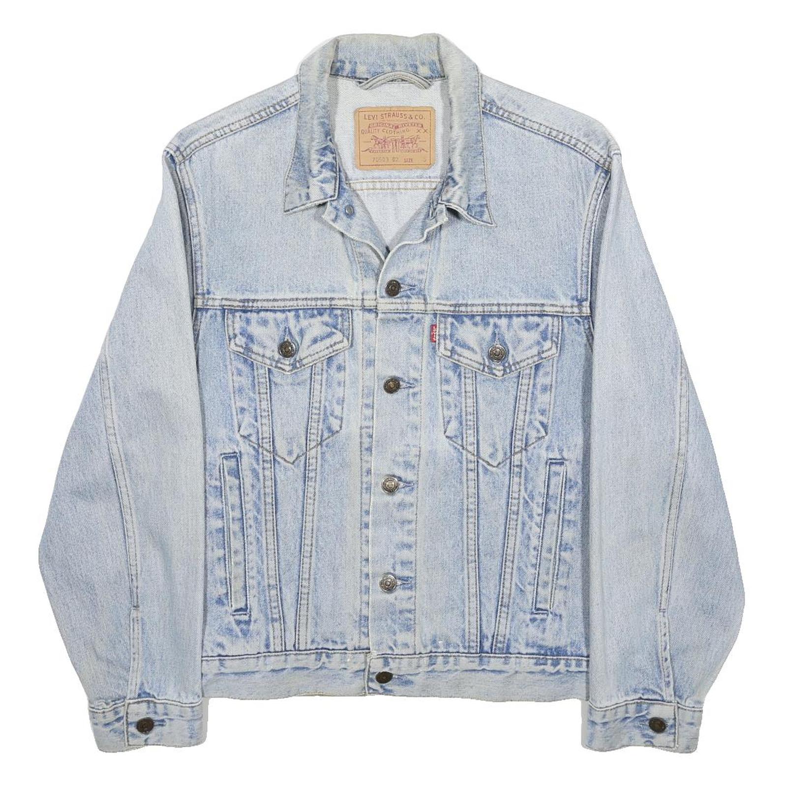 LEVI'S Mens Blue Denim Button Jacket S Cotton Classic Fit Vintage Casual