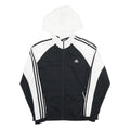 ADIDAS Womens Black & White Hooded Zip Jacket UK 18 Polyester Track Style
