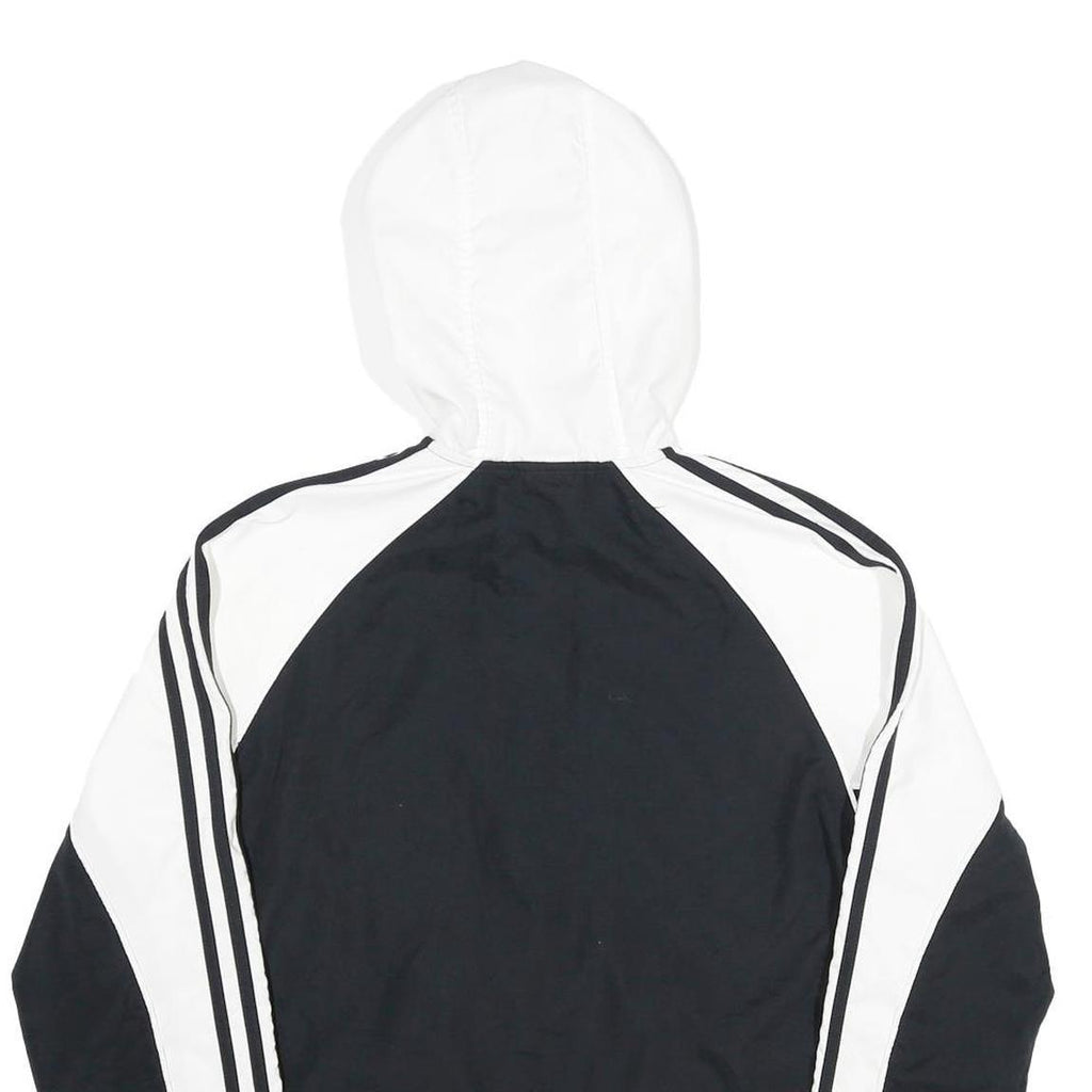 ADIDAS Womens Black & White Hooded Zip Jacket UK 18 Polyester Track Style