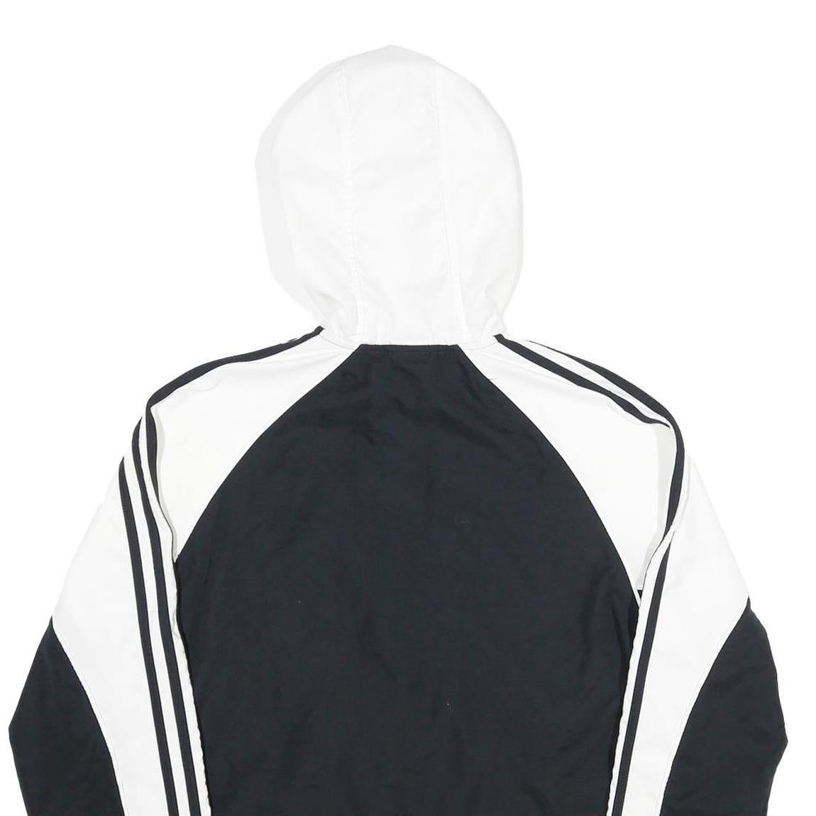 ADIDAS Womens Black & White Hooded Zip Jacket UK 18 Polyester Track Style