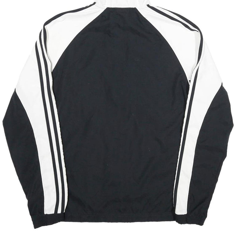 ADIDAS Womens Black & White Hooded Zip Jacket UK 18 Polyester Track Style
