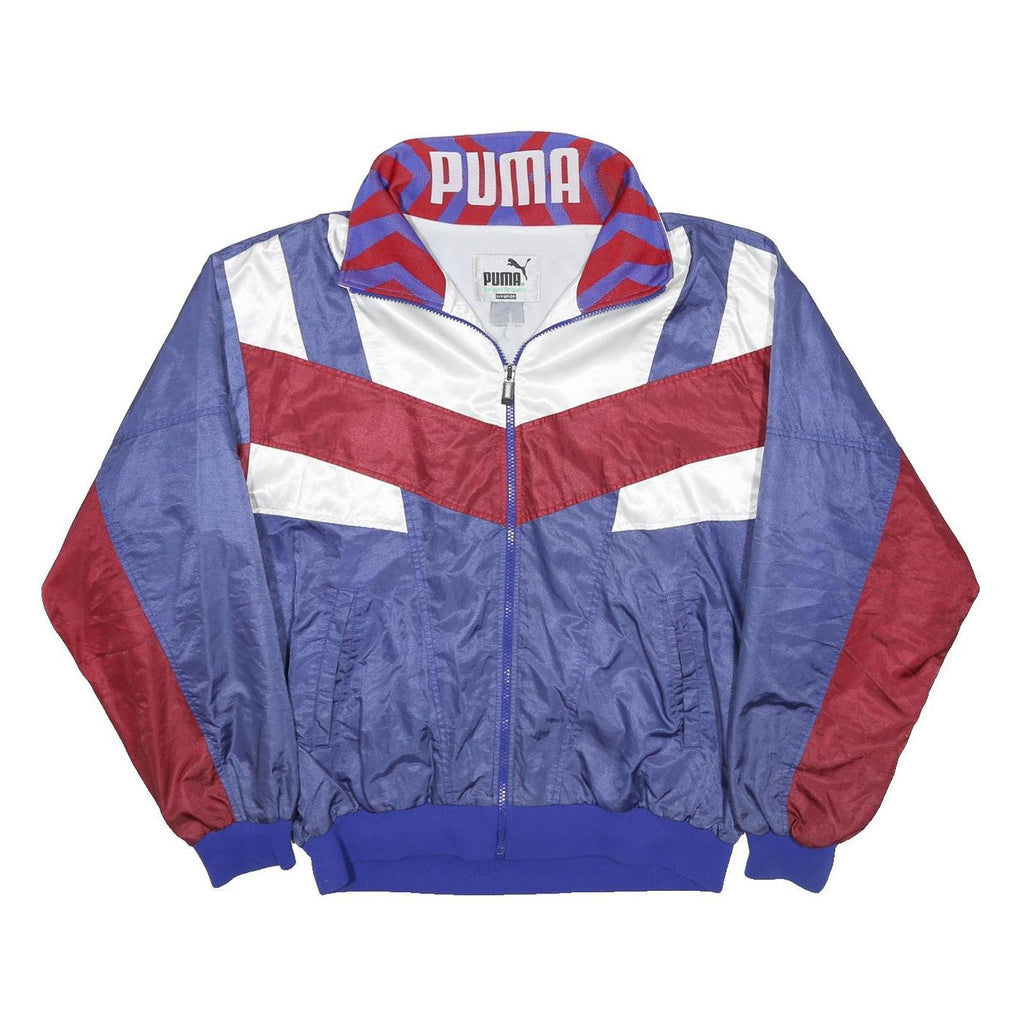 PUMA Womens Blue & Red Retro Zip Jacket L Synthetic Plain Sports Casual