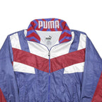 PUMA Womens Blue & Red Retro Zip Jacket L Synthetic Plain Sports Casual