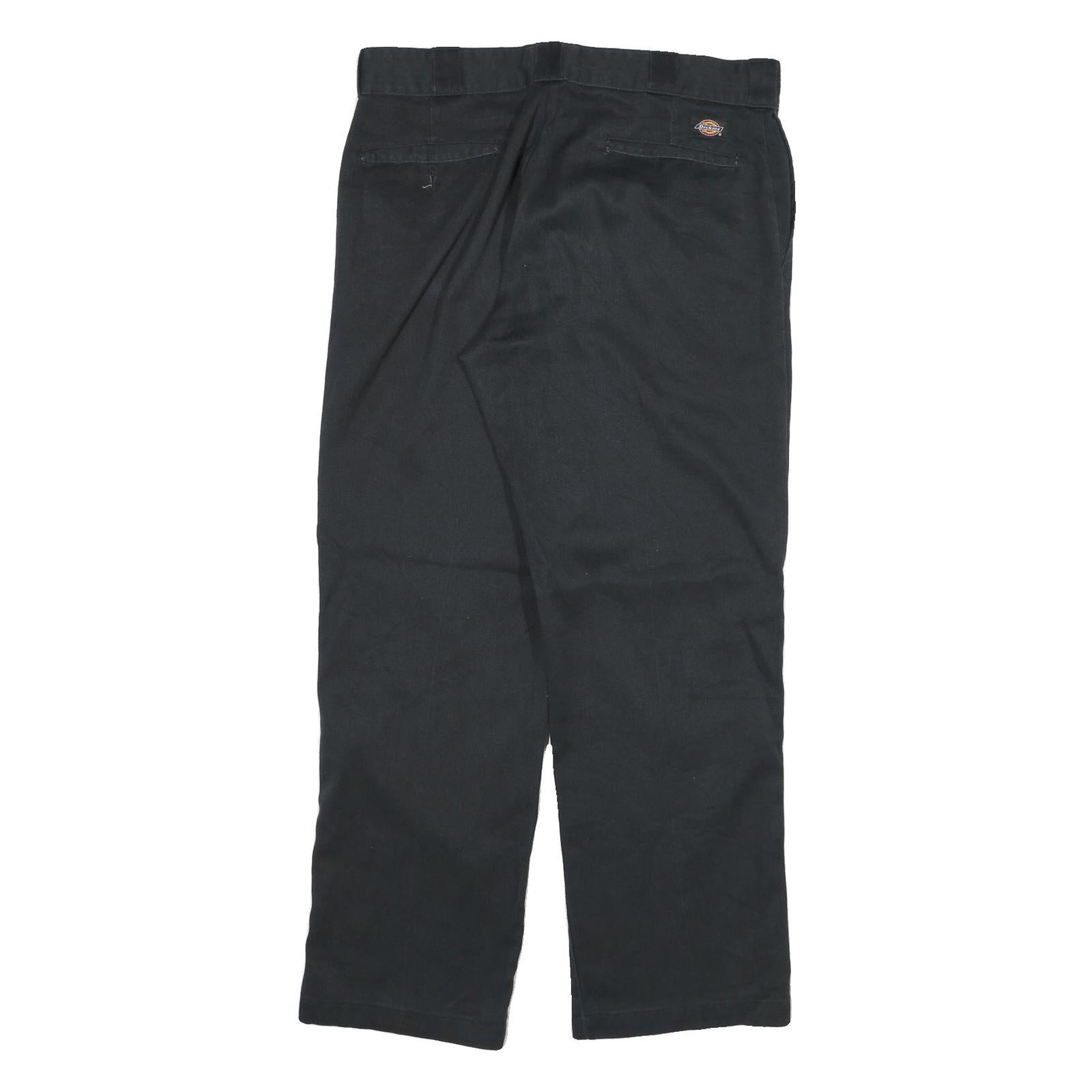 DICKIES Mens Regular Fit Black Cotton Blend Zip Trousers W34 L28 Workwear