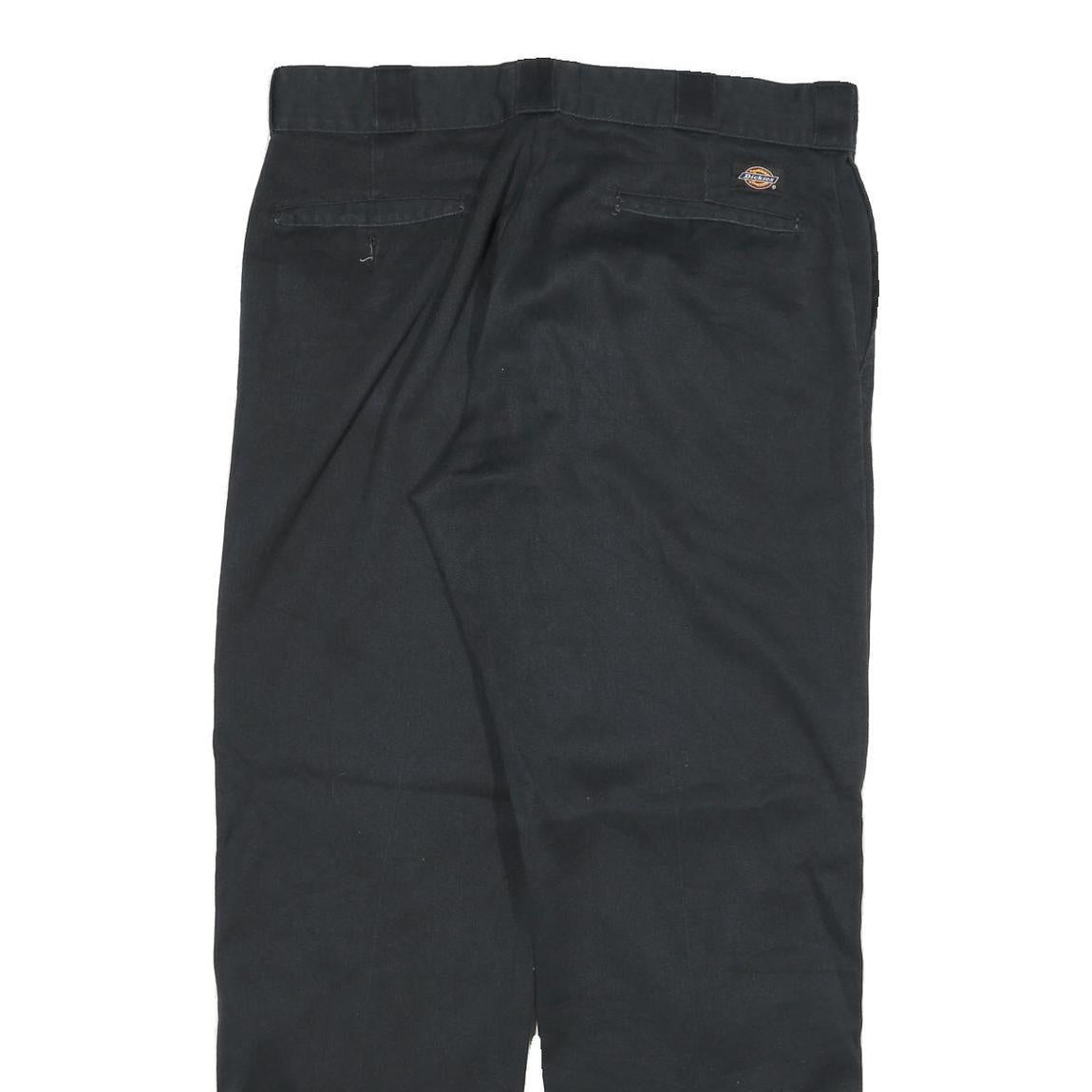 DICKIES Mens Regular Fit Black Cotton Blend Zip Trousers W34 L28 Workwear