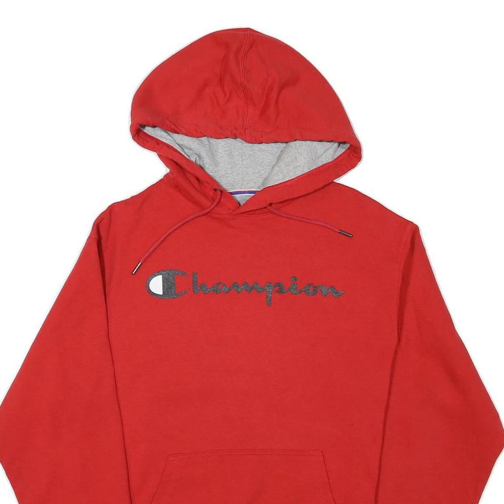 CHAMPION Mens Red Hoodie M Cotton Blend Pullover Drawstring Hood Casual