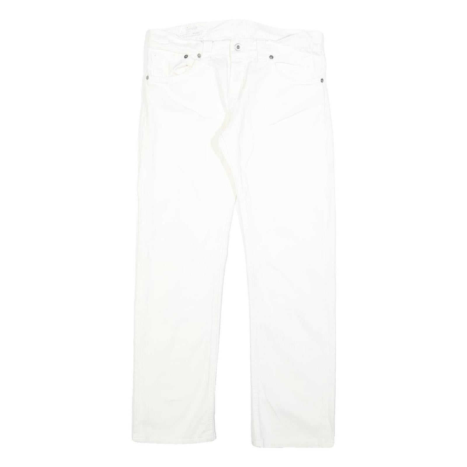 DONDUP Womens White Regular Fit Straight Denim Jeans Cotton Blend Zip W32 L30