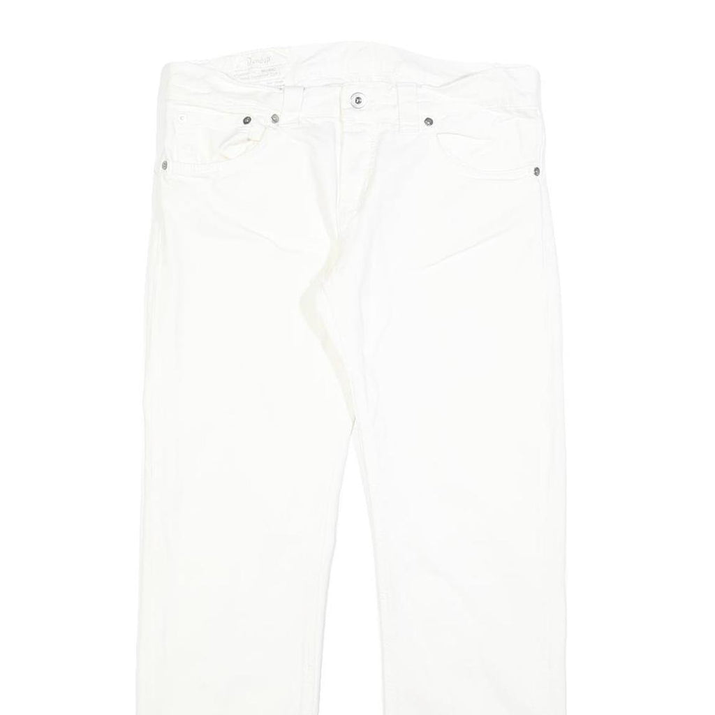 DONDUP Womens White Regular Fit Straight Denim Jeans Cotton Blend Zip W32 L30