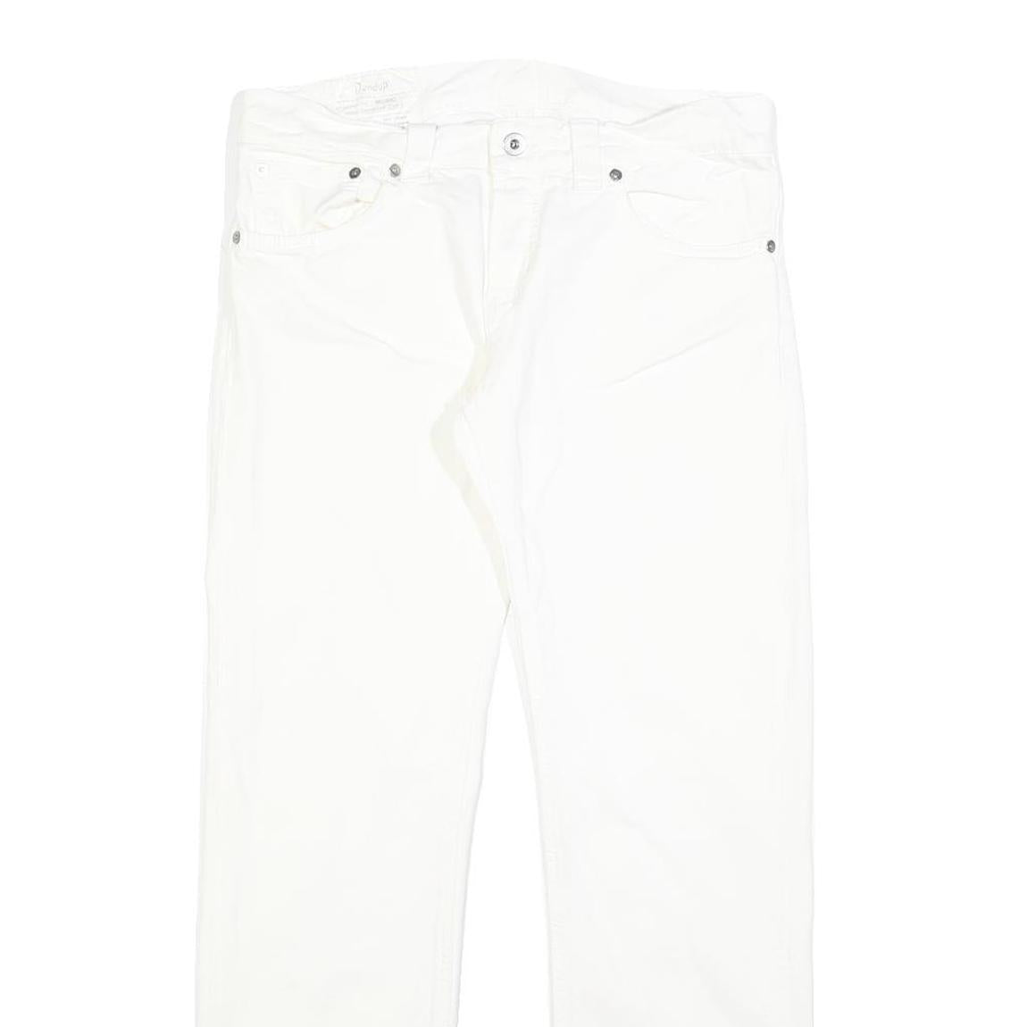 DONDUP Womens White Regular Fit Straight Denim Jeans Cotton Blend Zip W32 L30