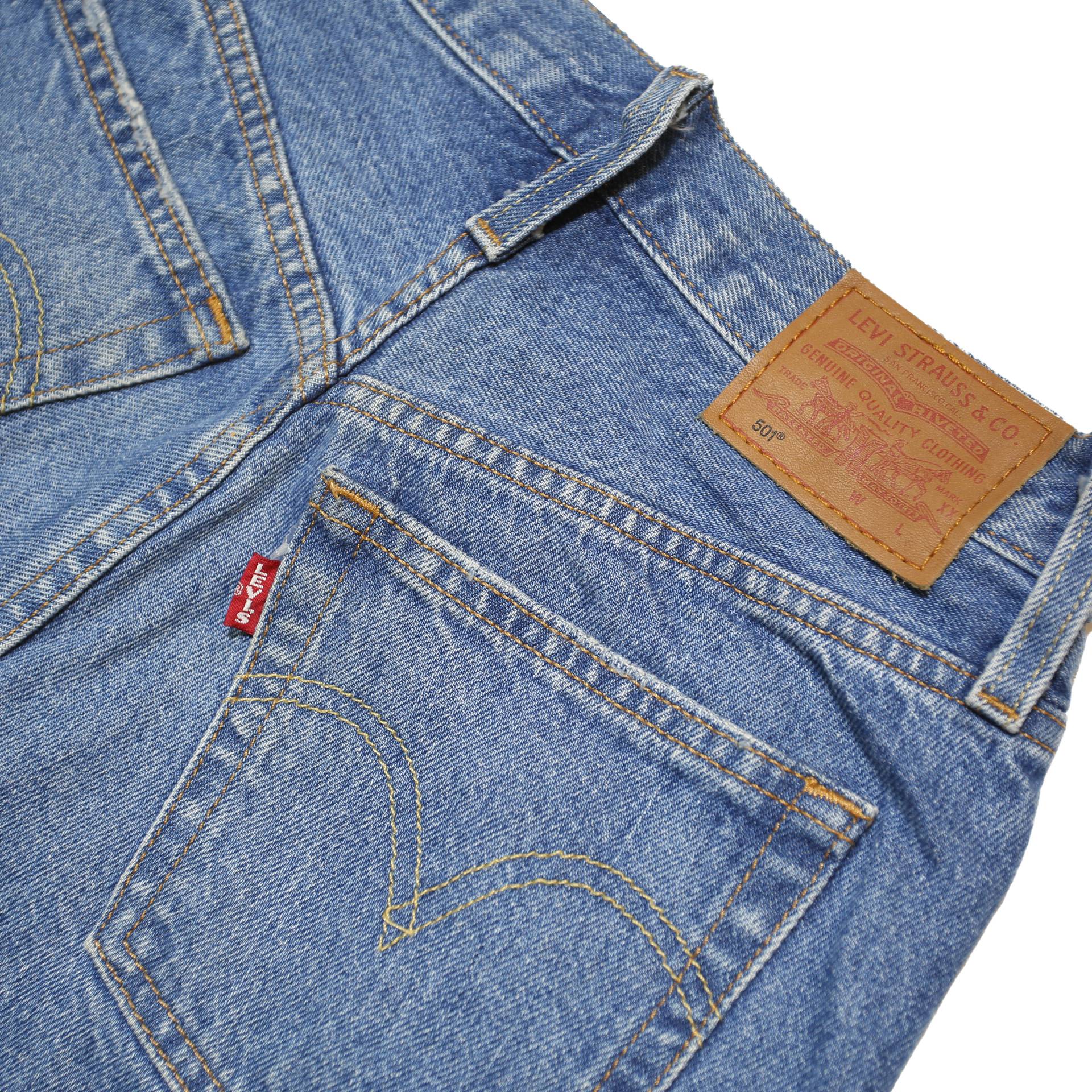 LEVI'S Womens Denim Blue Casual Cut-Off Shorts S W27 Distressed