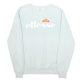 ELLESSE Womens White Crew Neck UK 8 Logo Embroidered Cotton Blend Sweatshirt