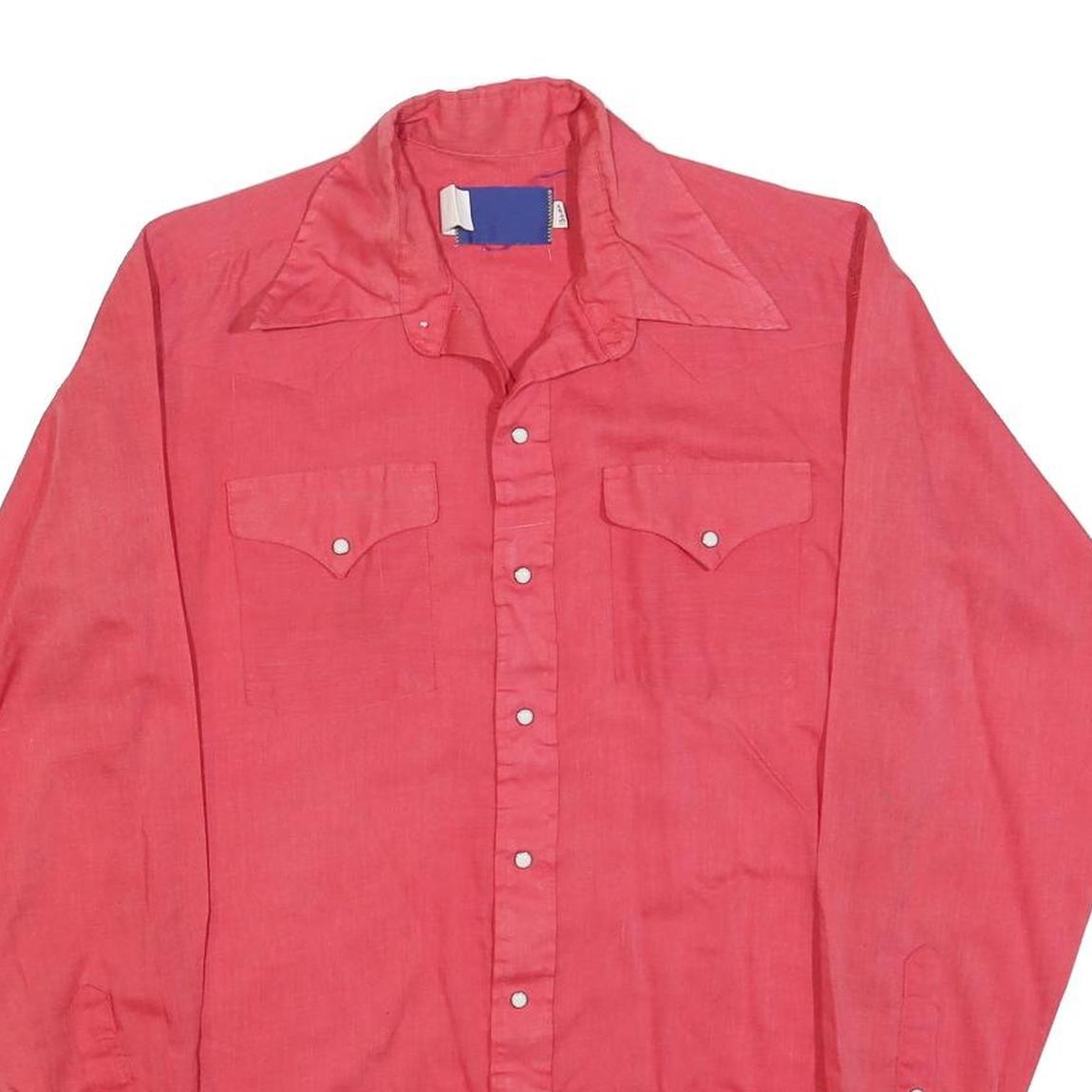 Mens Red Plain Shirt M Long Sleeve Button Closure Casual Cotton Blend