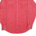 Mens Red Plain Shirt M Long Sleeve Button Closure Casual Cotton Blend