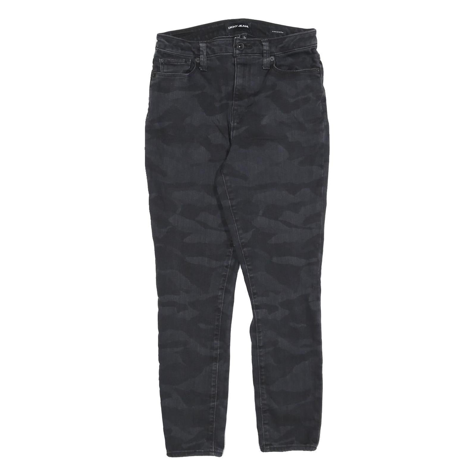 DKNY Womens Black Slim Skinny Denim Cotton Blend W29 L26 Camouflage Print Jeans