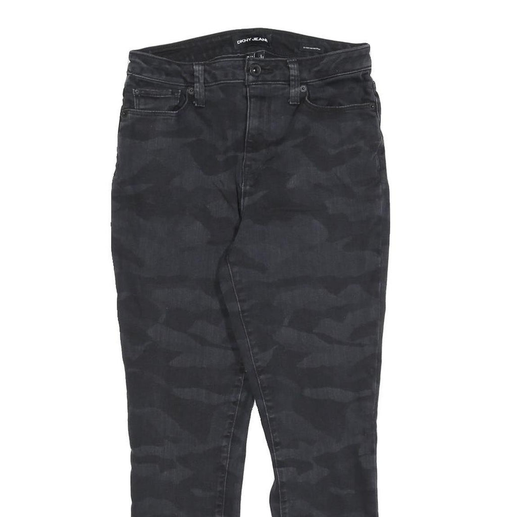 DKNY Womens Black Slim Skinny Denim Cotton Blend W29 L26 Camouflage Print Jeans