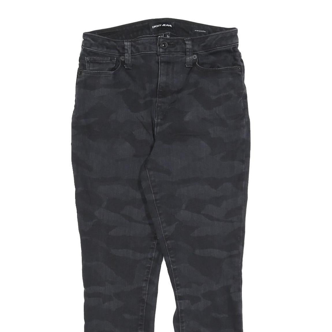DKNY Womens Black Slim Skinny Denim Cotton Blend W29 L26 Camouflage Print Jeans
