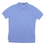 POLO RALPH LAUREN Mens Blue Short Sleeve Plain L Cotton Blend Polo Shirt