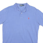 POLO RALPH LAUREN Mens Blue Short Sleeve Plain L Cotton Blend Polo Shirt