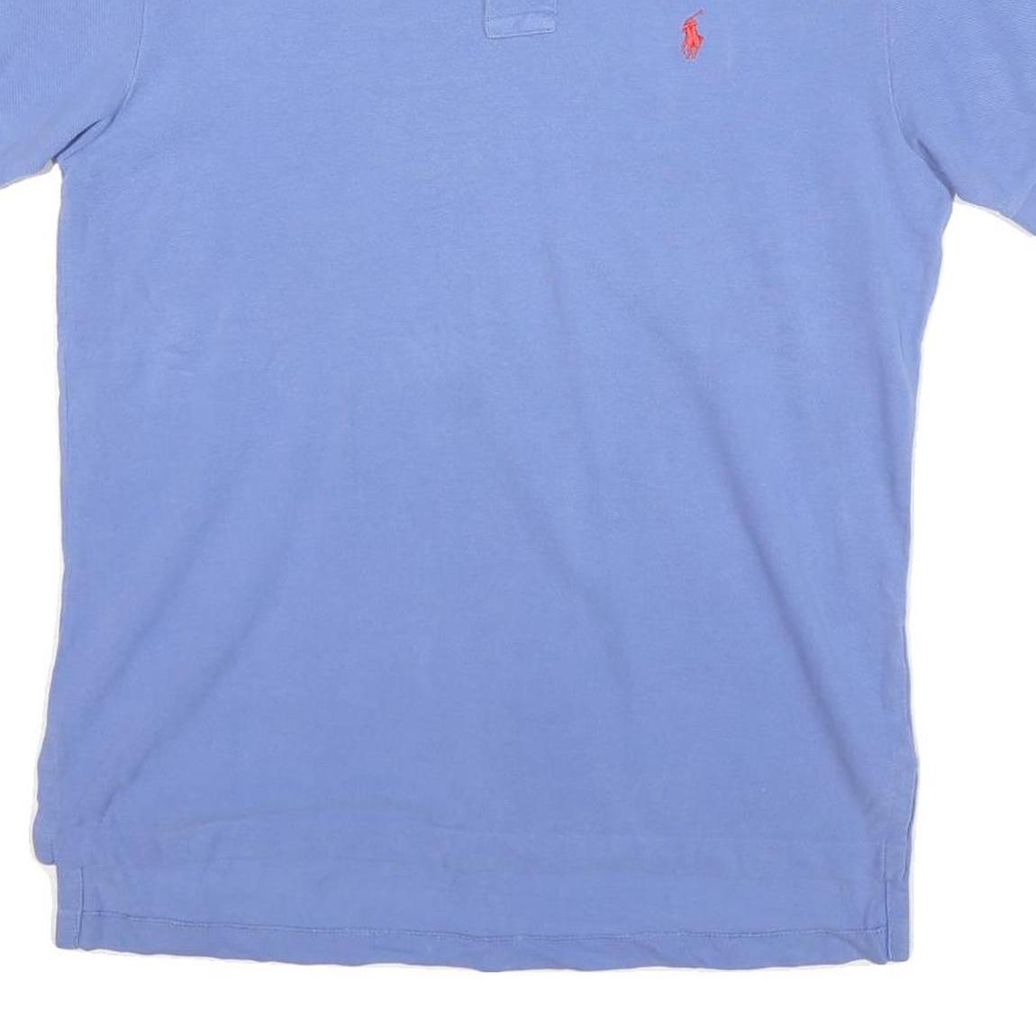 POLO RALPH LAUREN Mens Blue Short Sleeve Plain L Cotton Blend Polo Shirt