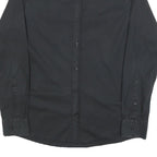 HUGO BOSS Mens Black Plain Cotton Blend Shirt S Smart Casual Button Down