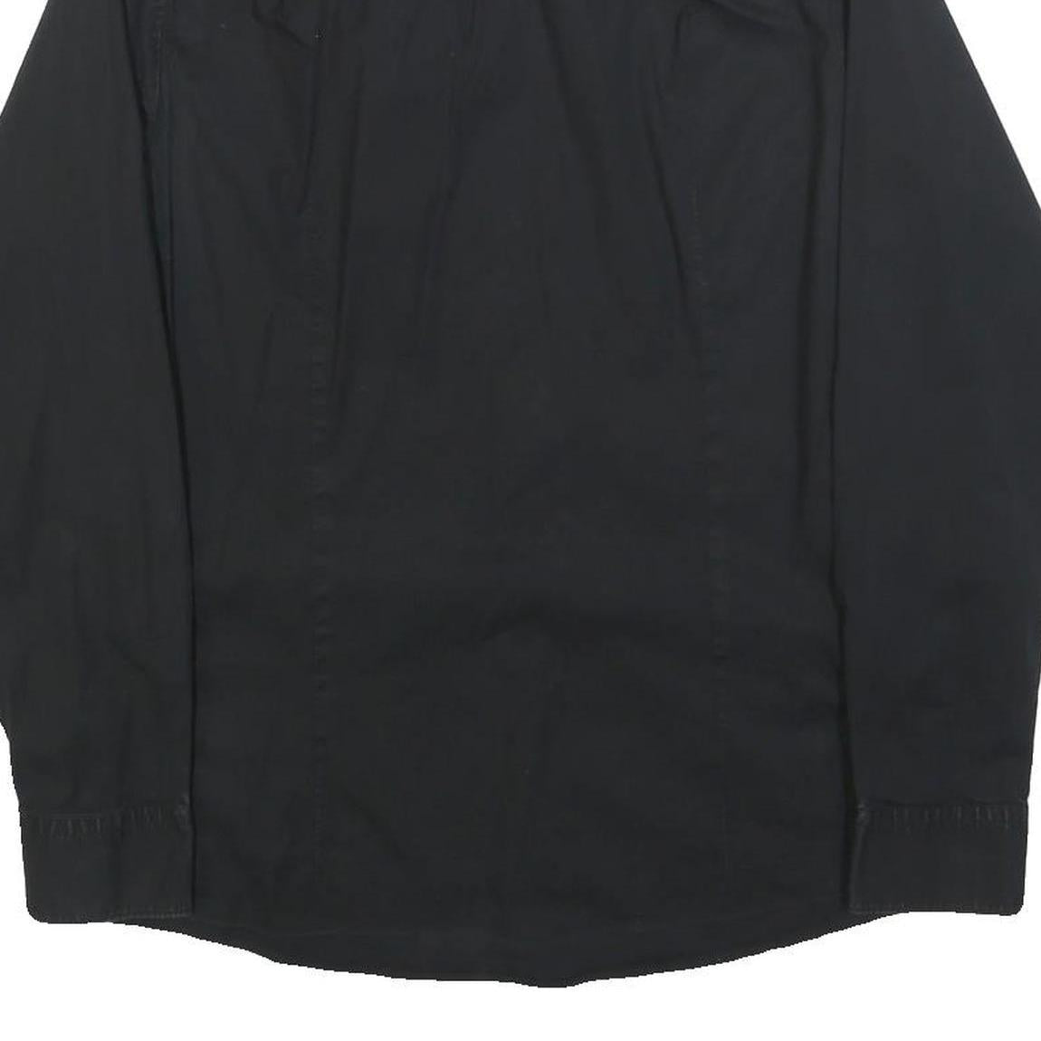 HUGO BOSS Mens Black Plain Cotton Blend Shirt S Smart Casual Button Down