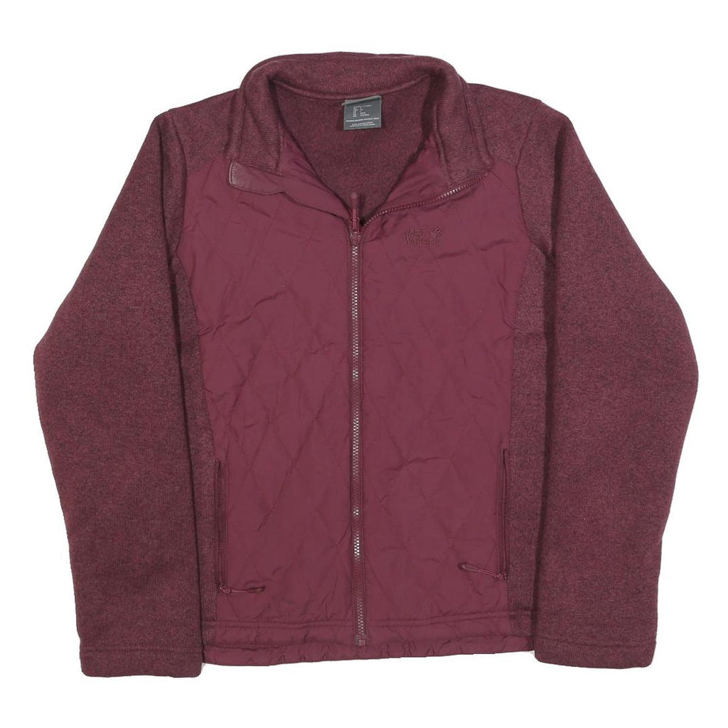 JACK WOLFSKIN Womens Maroon Quilted Panel Jacket XL Polyester Blend Zip