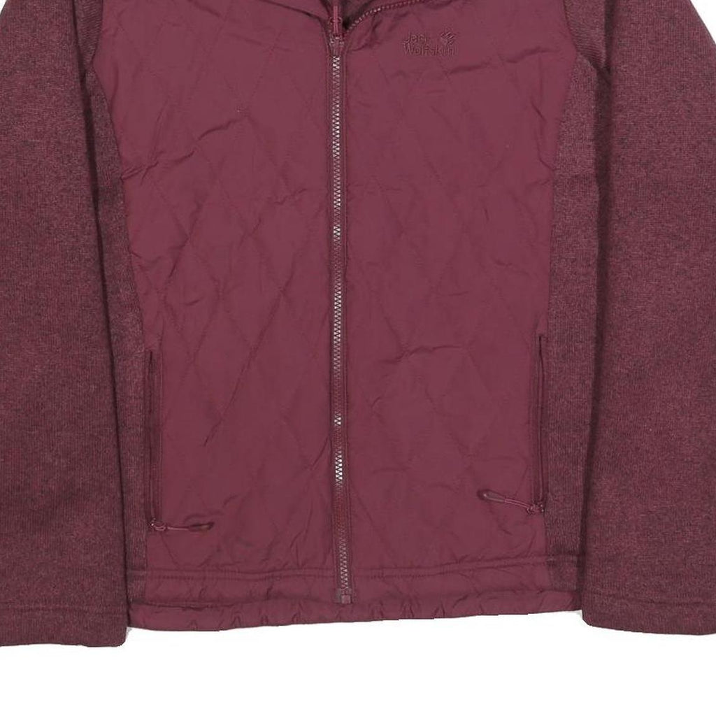 JACK WOLFSKIN Womens Maroon Quilted Panel Jacket XL Polyester Blend Zip