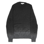 CALVIN KLEIN Mens Black & Grey Patterned Wool Blend Jumper Crew Neck Tight Knit