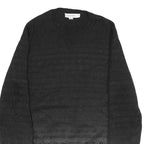 CALVIN KLEIN Mens Black & Grey Patterned Wool Blend Jumper Crew Neck Tight Knit