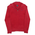 POLO RALPH LAUREN Boys Red Plain Cotton Jumper Half Zip Basic Knit XL Casual