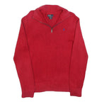 POLO RALPH LAUREN Boys Red Plain Cotton Jumper Half Zip Basic Knit XL Casual