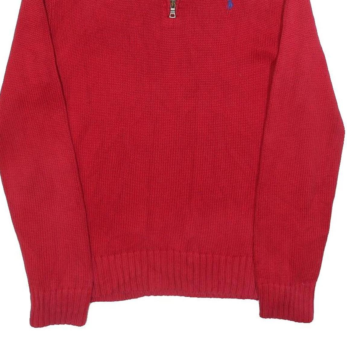 POLO RALPH LAUREN Boys Red Plain Cotton Jumper Half Zip Basic Knit XL Casual
