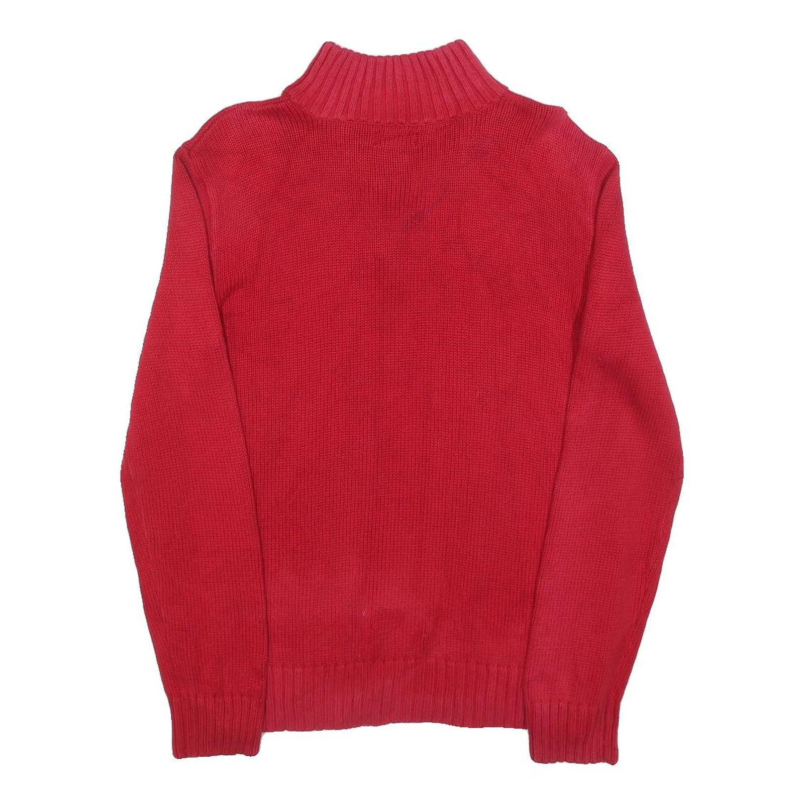 POLO RALPH LAUREN Boys Red Plain Cotton Jumper Half Zip Basic Knit XL Casual