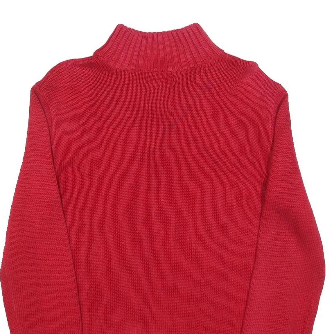 POLO RALPH LAUREN Boys Red Plain Cotton Jumper Half Zip Basic Knit XL Casual