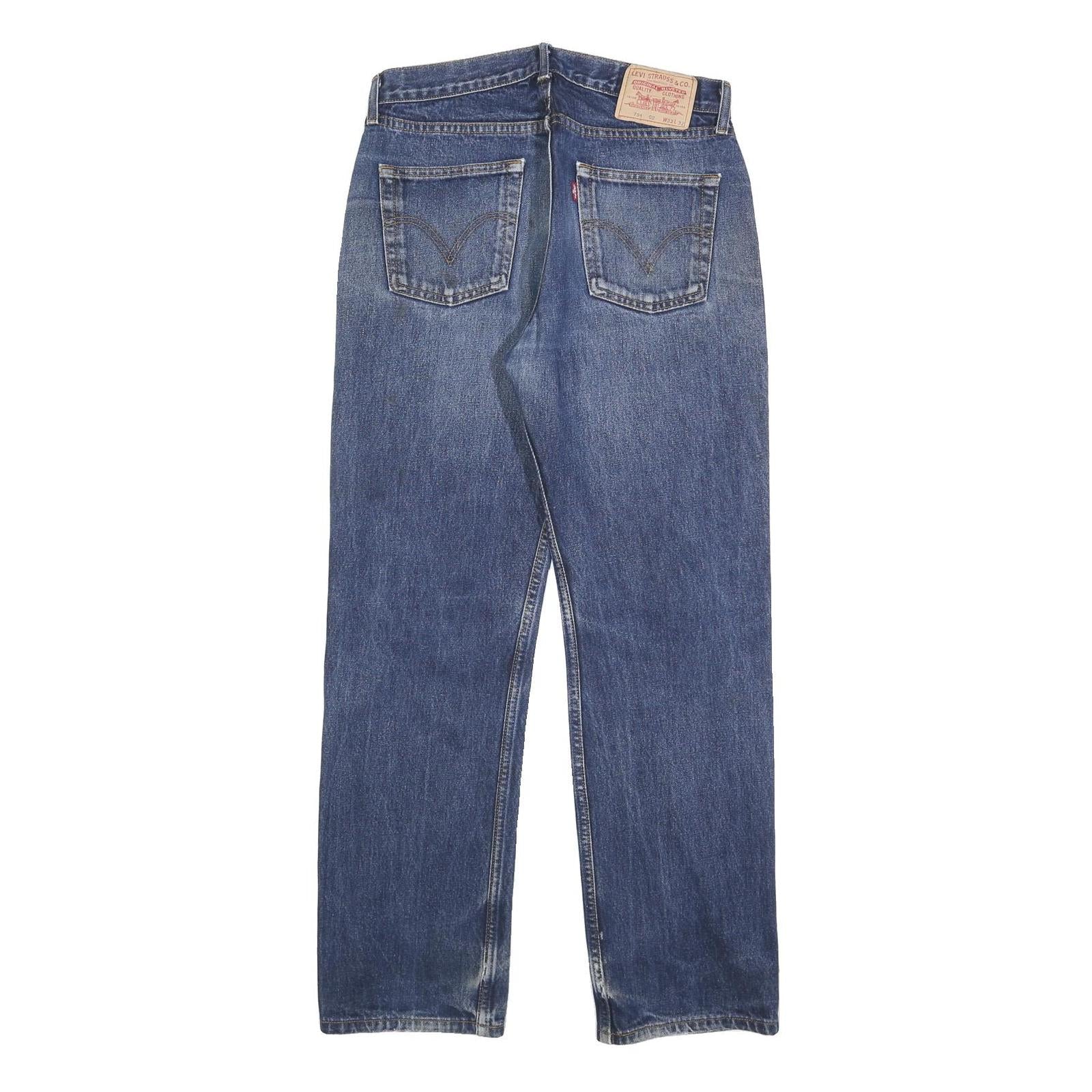 LEVI'S 751 02 Mens Jeans Blue Relaxed Straight Denim Medium W33 L32 Classic Fit