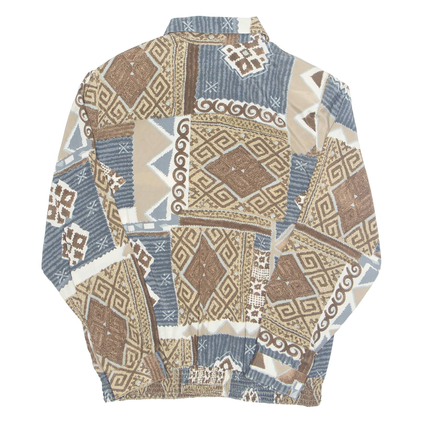 ALFRED DUNNER Elasticated Hem Womens Printed Shirt Brown Crazy Pattern M