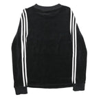 ADIDAS Womens Black Velvet Crew Neck UK 8 Sweatshirt Retro Logo Classic Fit