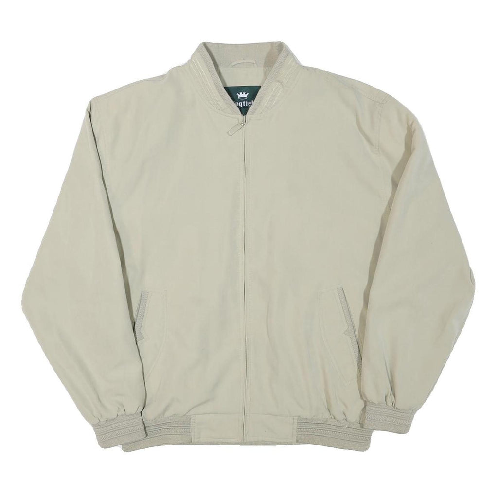 KINGFIELD Mens Cream Jacket L Polyester Blend Bomber Zip Closure Casual