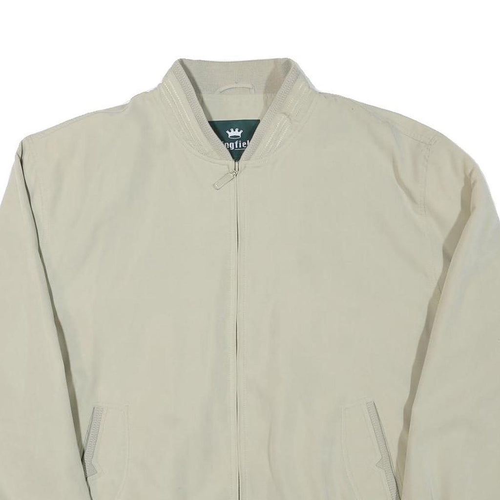 KINGFIELD Mens Cream Jacket L Polyester Blend Bomber Zip Closure Casual