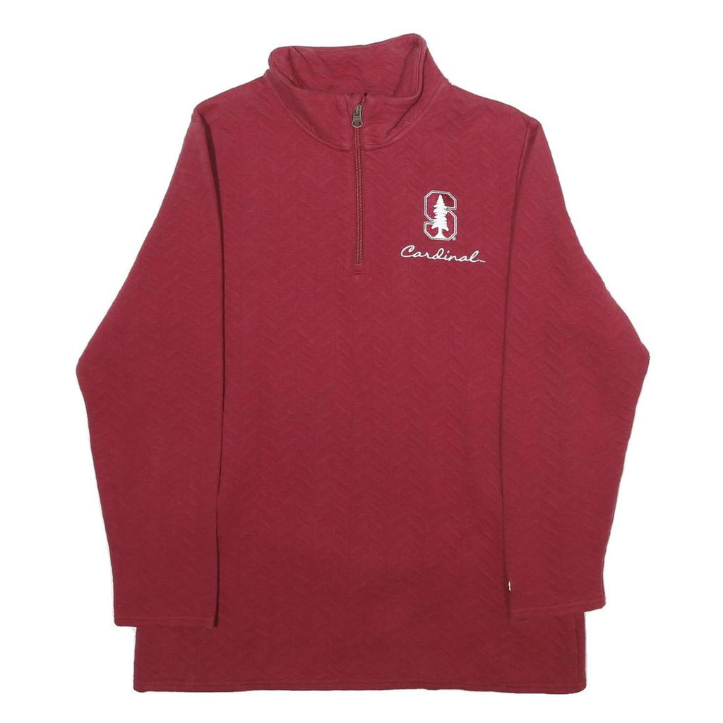 CHAMPION Womens Maroon Quarter Zip Sweatshirt M Stanford Cardinal Embroidered