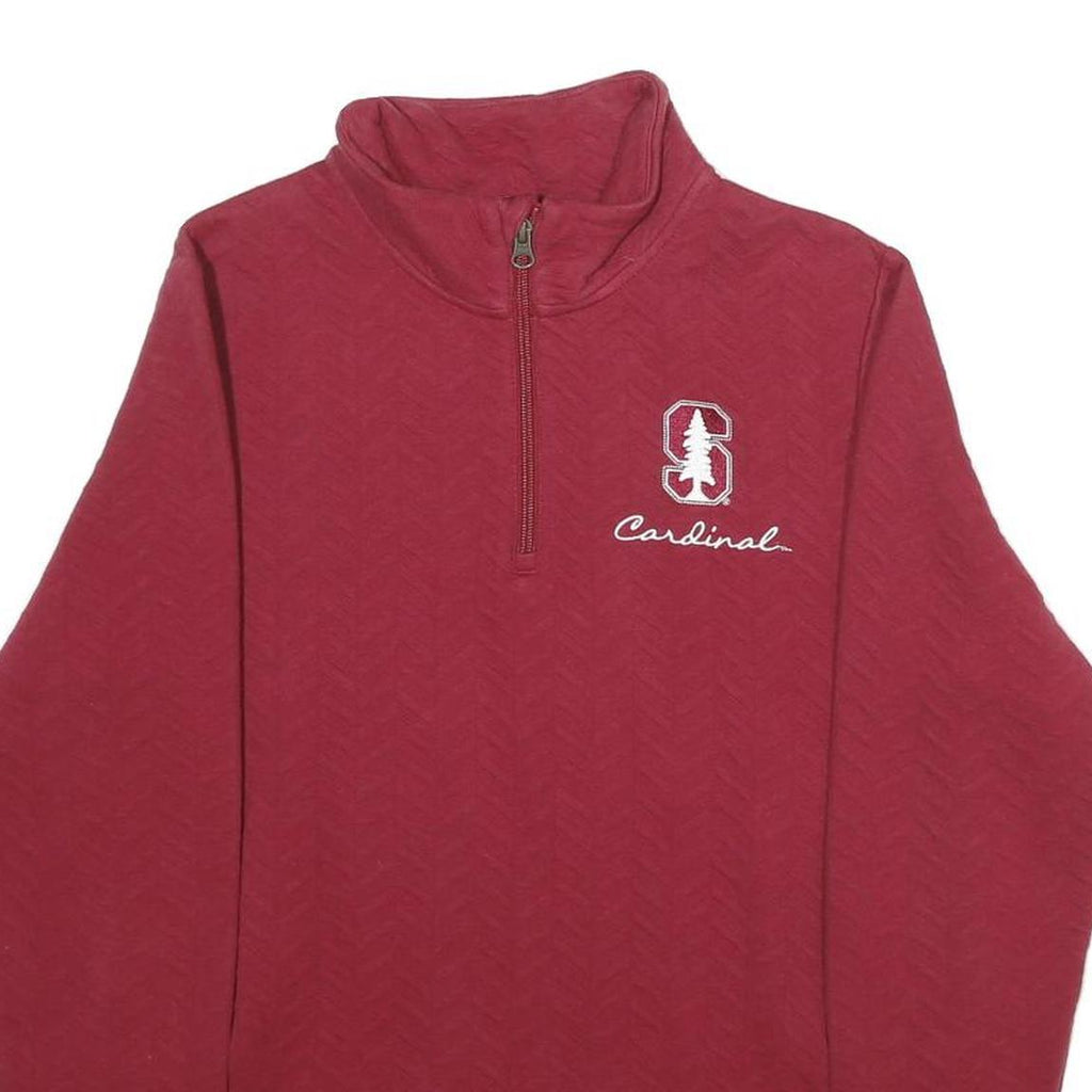 CHAMPION Womens Maroon Quarter Zip Sweatshirt M Stanford Cardinal Embroidered