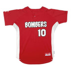 MAJESTIC Mens Red & White Bomber Style L Short Sleeve V-Neck Sports Number 10