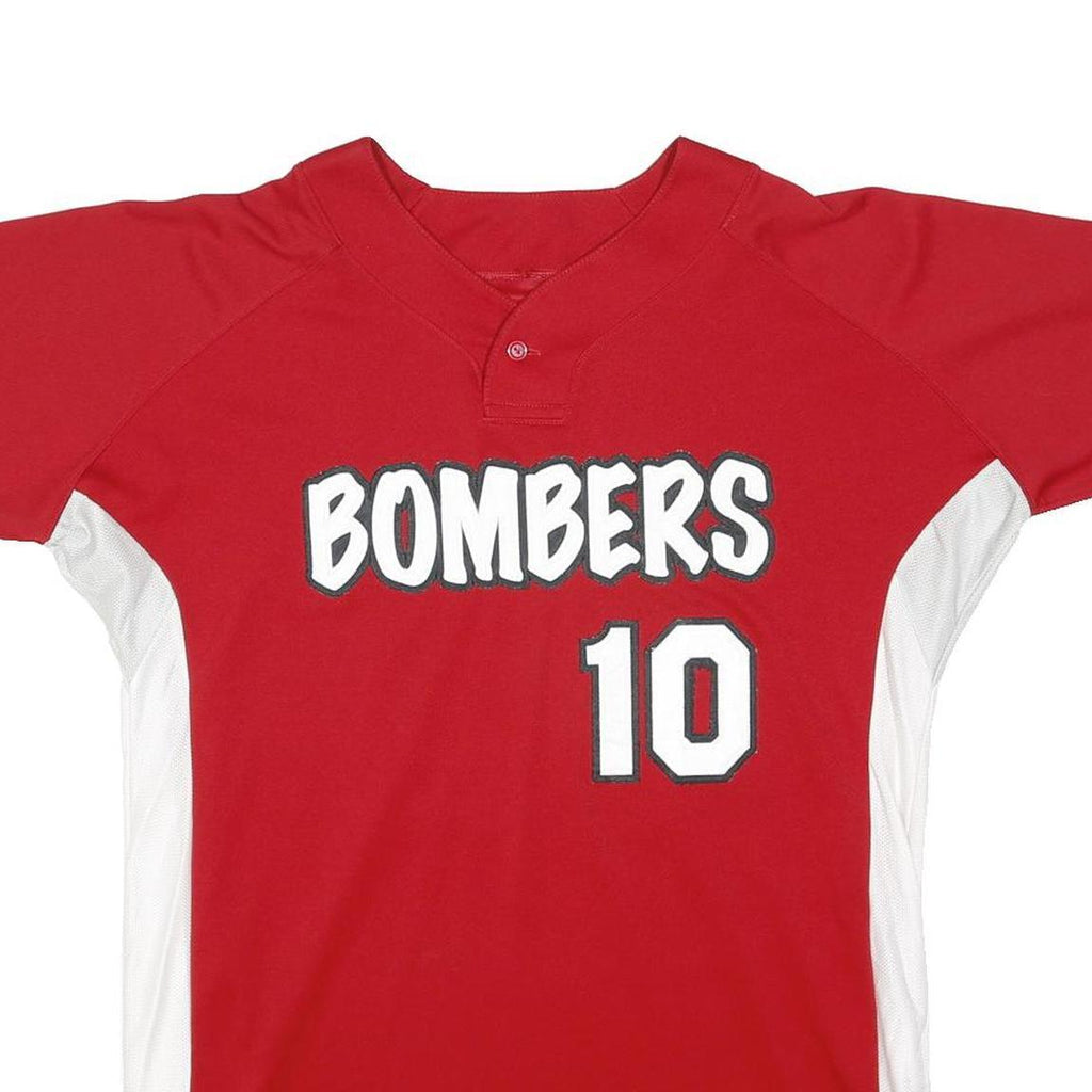 MAJESTIC Mens Red & White Bomber Style L Short Sleeve V-Neck Sports Number 10