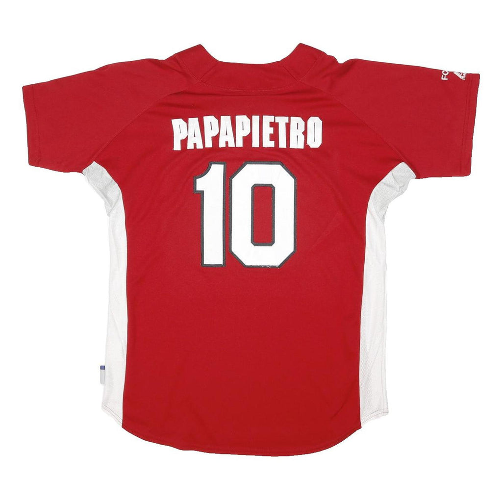 MAJESTIC Mens Red & White Bomber Style L Short Sleeve V-Neck Sports Number 10
