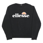 ELLESSE Womens Black Sweatshirt Crew Neck UK 12 Cotton Blend Pullover