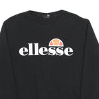 ELLESSE Womens Black Sweatshirt Crew Neck UK 12 Cotton Blend Pullover