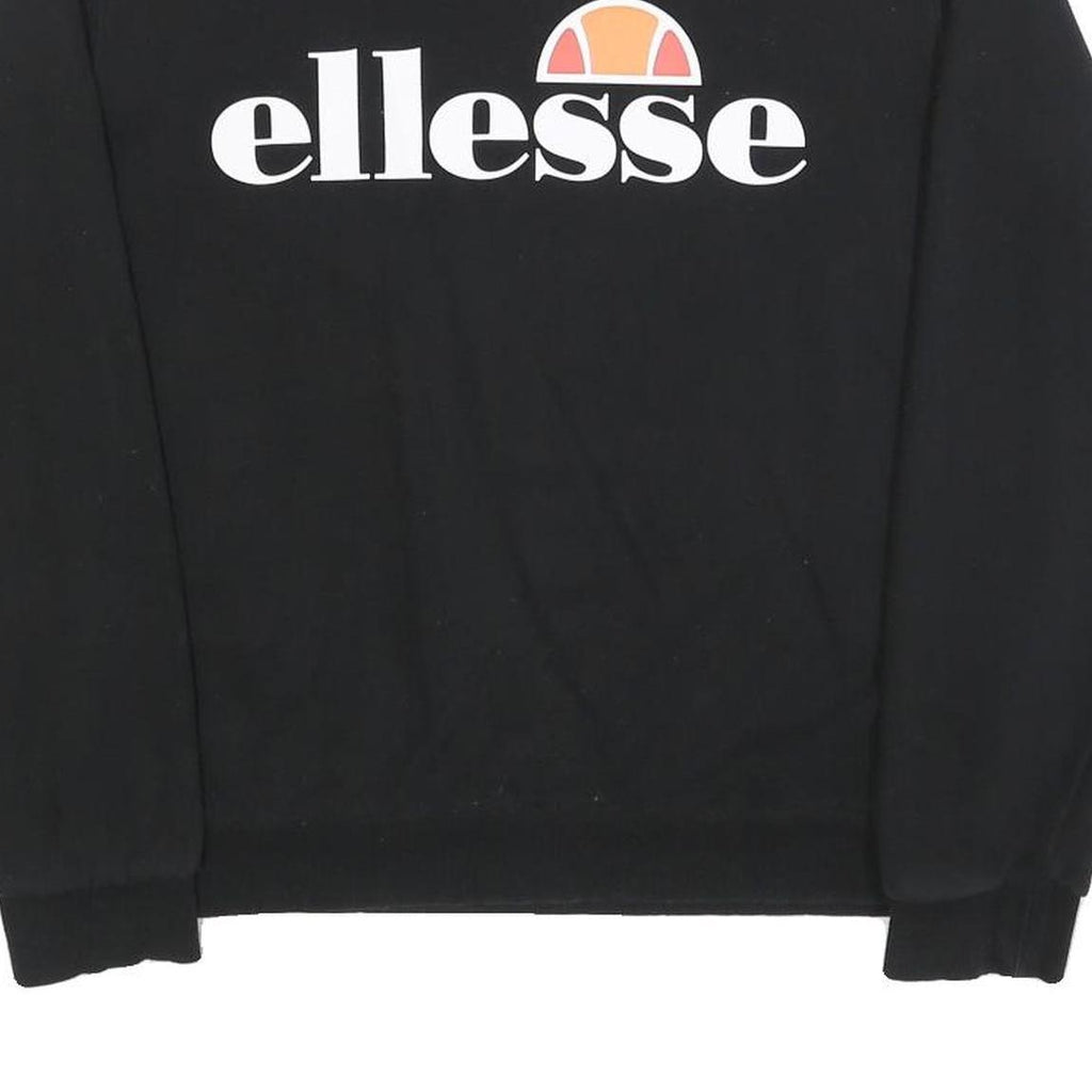 ELLESSE Womens Black Sweatshirt Crew Neck UK 12 Cotton Blend Pullover