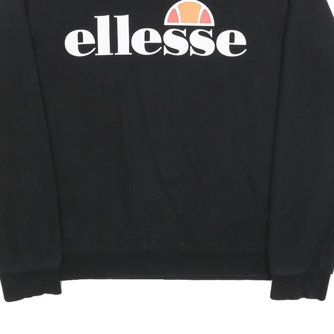 ELLESSE Womens Black Sweatshirt Crew Neck UK 12 Cotton Blend Pullover