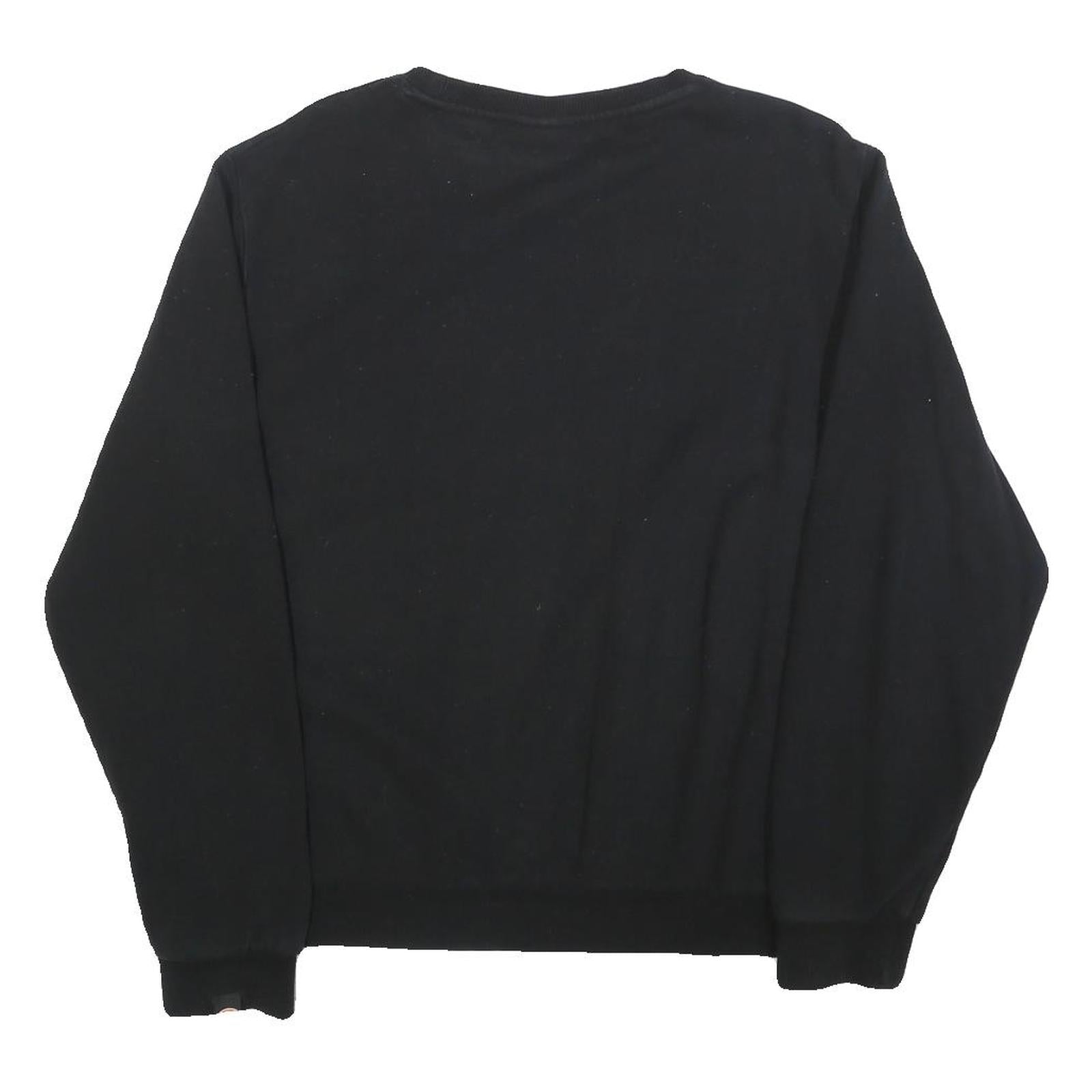 ELLESSE Womens Black Sweatshirt Crew Neck UK 12 Cotton Blend Pullover