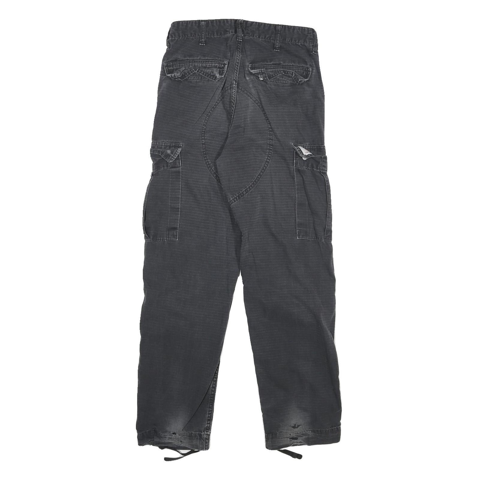 CARHARTT Mens Regular Fit Black Cargo Trousers W27 L30 Cotton Blend Zip Closure